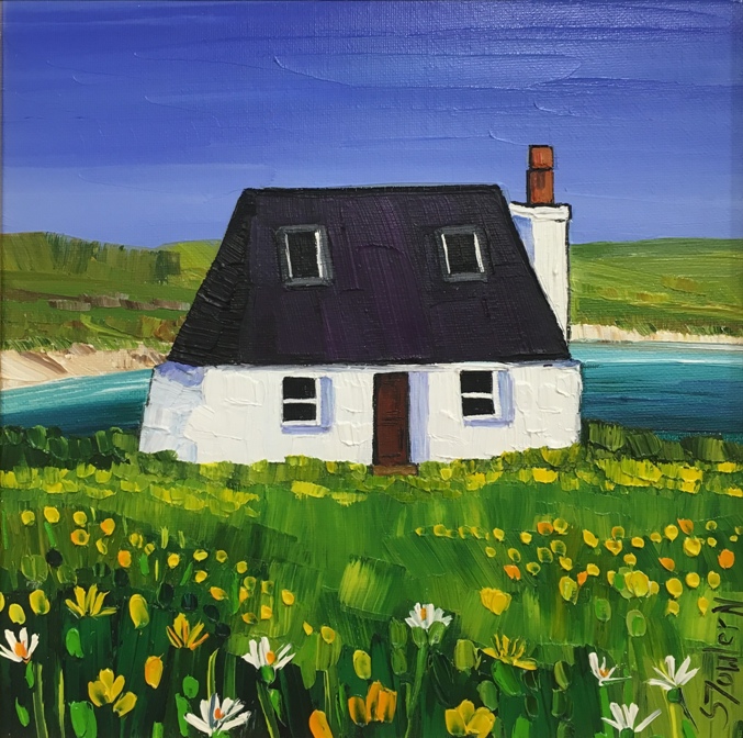 'Tiree Cottage and Machair' by artist Sheila Fowler